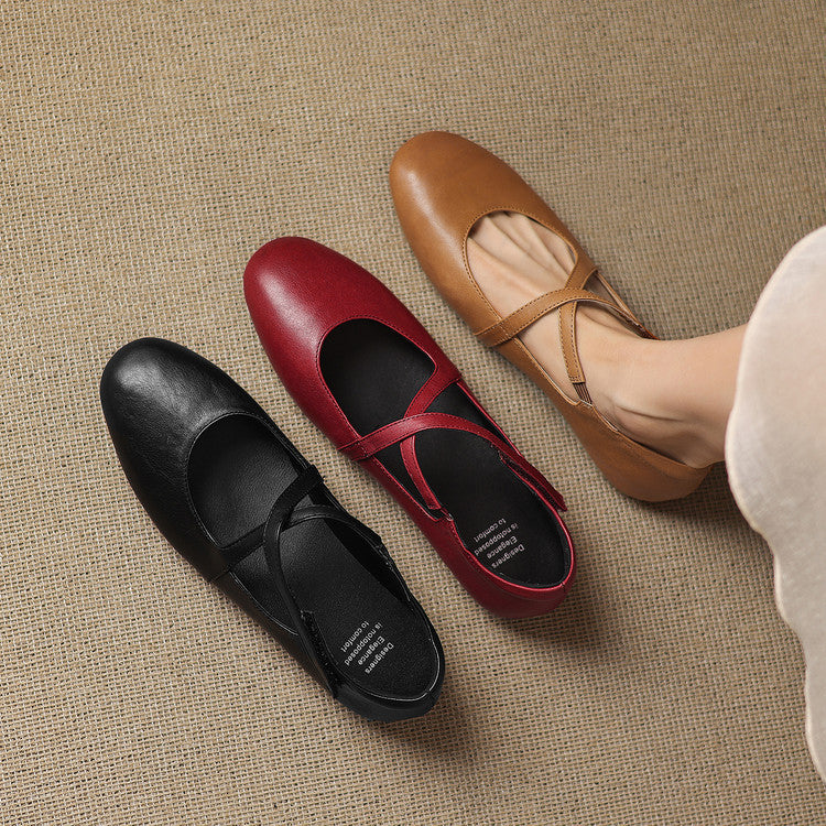 Zeor | Ballerine in vera pelle con fasce incrociate