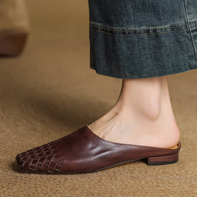 Rea | Mules in vera pelle intrecciata