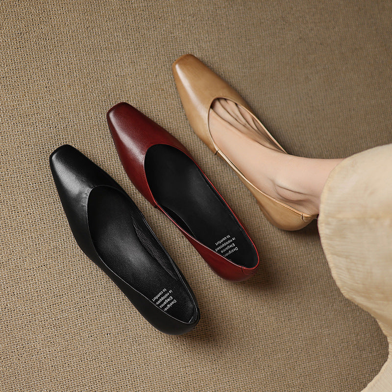 Aldina | Ballerine in vera pelle con zeppa
