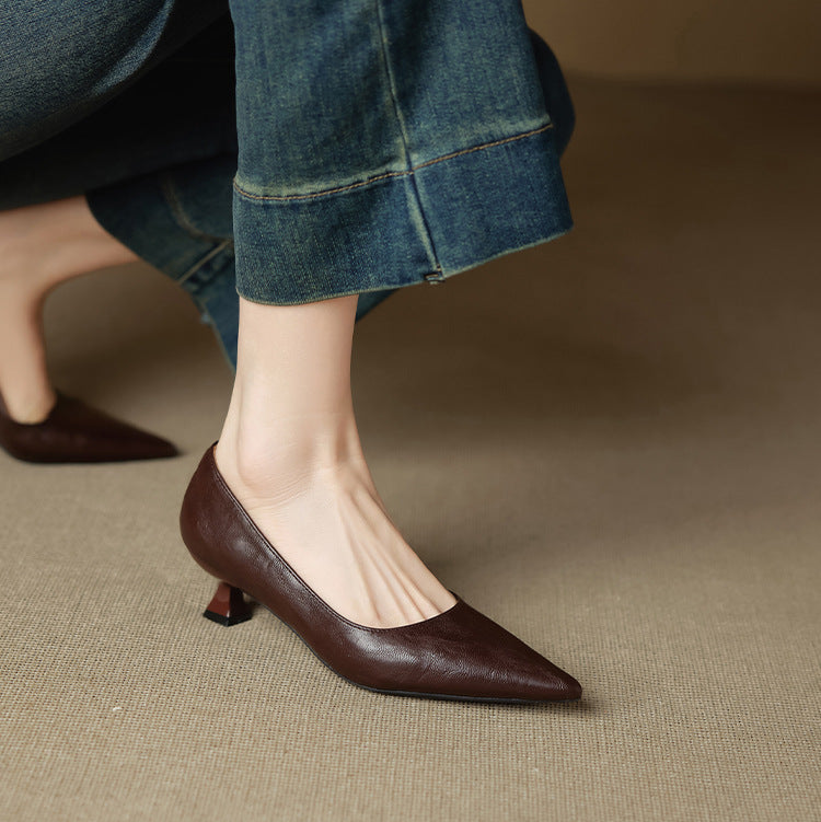 Selva | Décolleté in vera pelle con tacco kitten