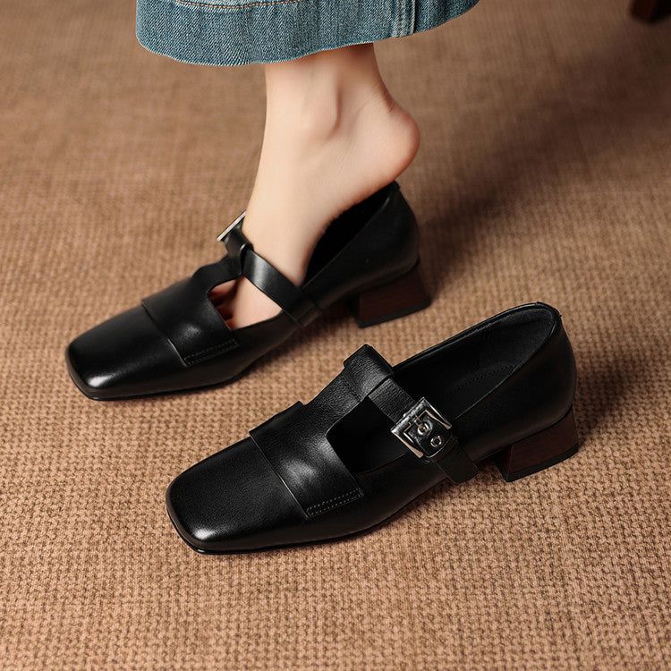 June | Scarpe in vera pelle con cinturino a T