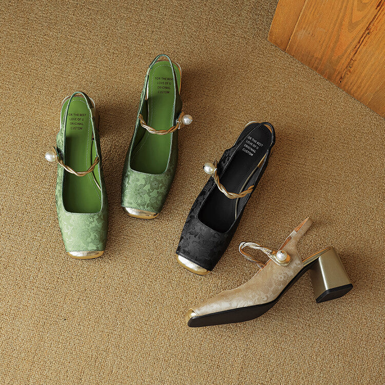 Regina | Slingback effetto broccato