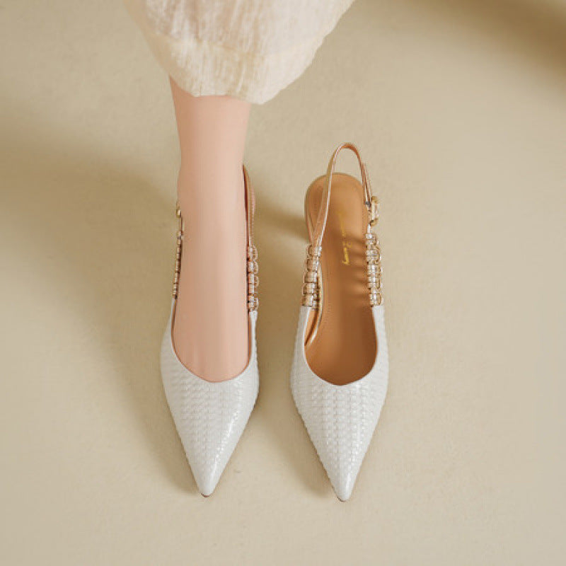 Bianca | Slingback in vera pelle intrecciata