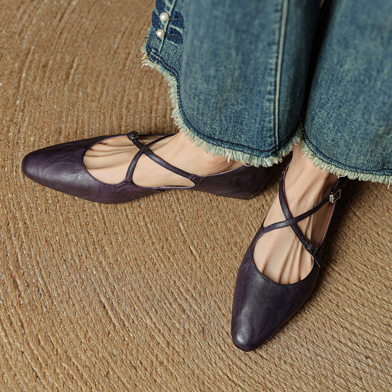 Amara | Ballerine in vera pelle con fasce incrociate