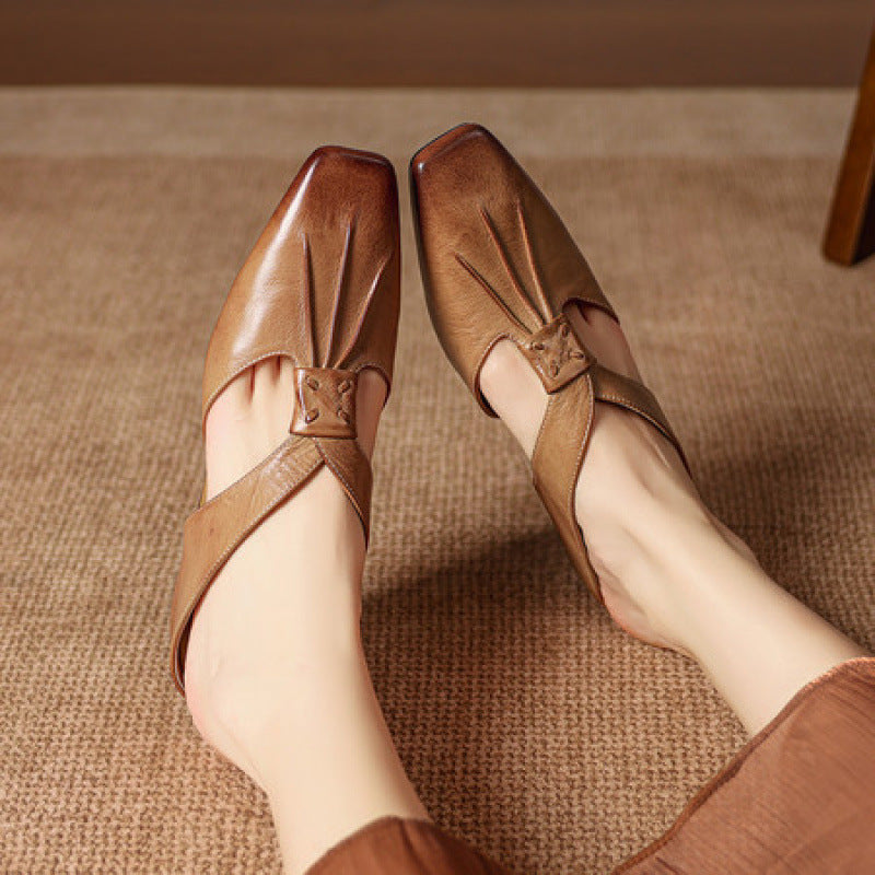 Gianna | Mules in vera pelle con fasce a X