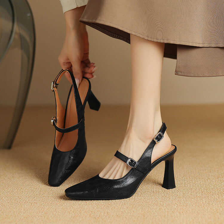Ezzy | Slingback in vera pelle con doppio cinturino