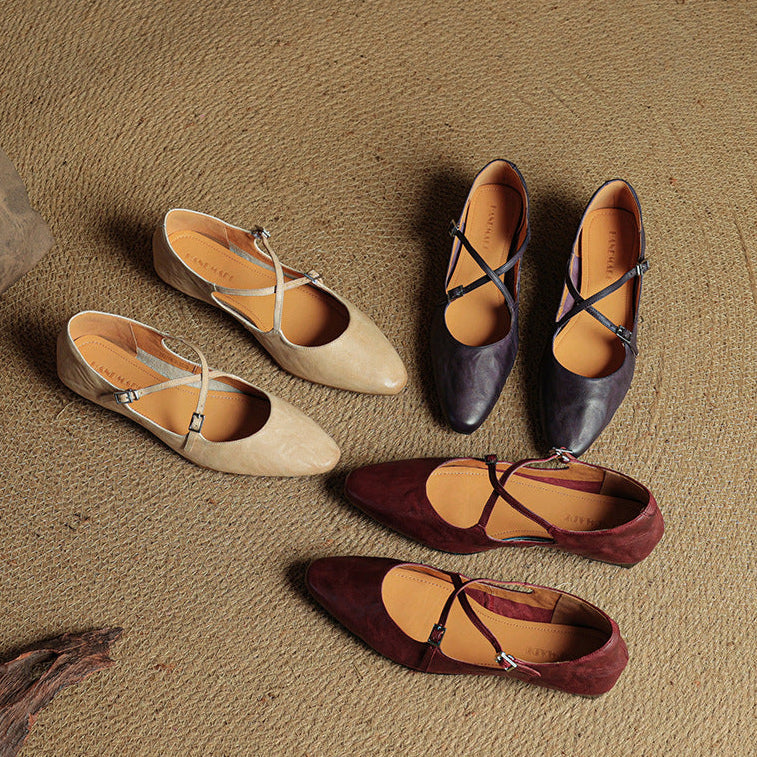 Amara | Ballerine in vera pelle con fasce incrociate