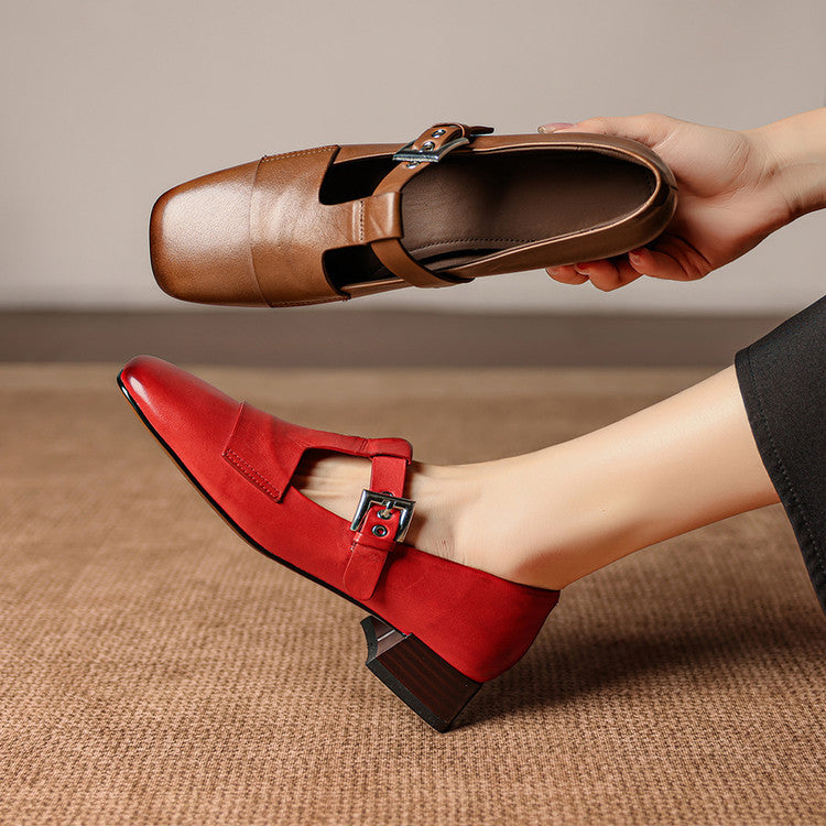 June | Scarpe in vera pelle con cinturino a T