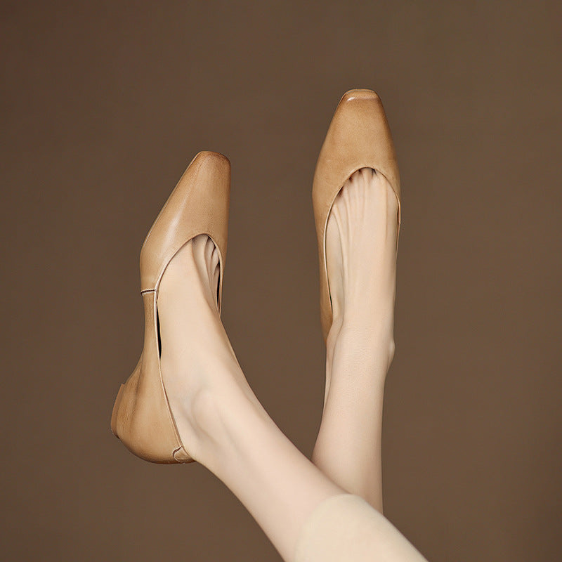 Aldina | Ballerine in vera pelle con zeppa