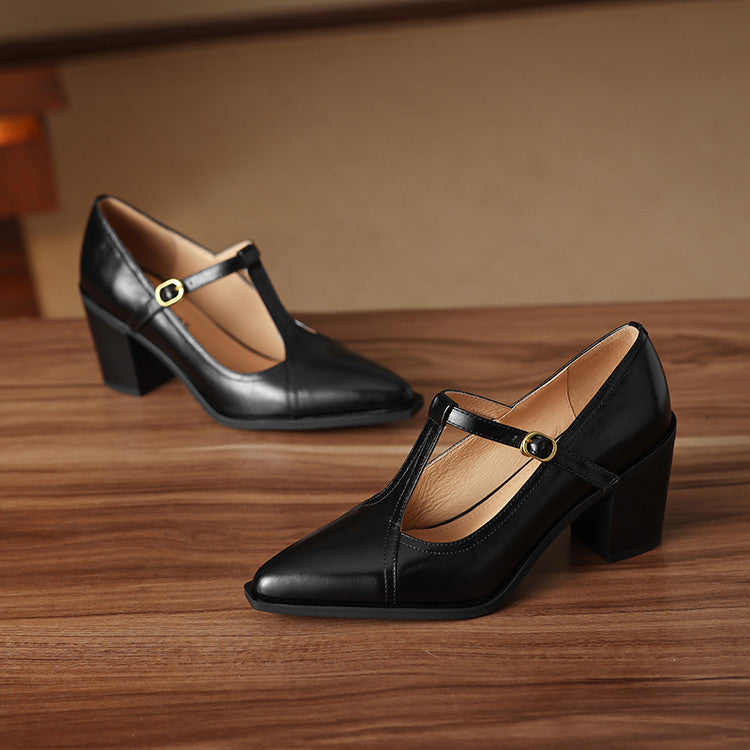 Raiza | Scarpe in vera pelle con cinturino a T