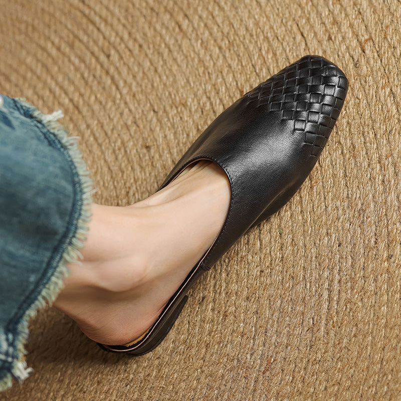 Rea | Mules in vera pelle intrecciata