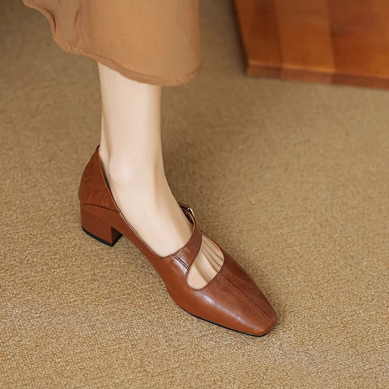 Quera | Mary Jane in vera pelle con morsetto