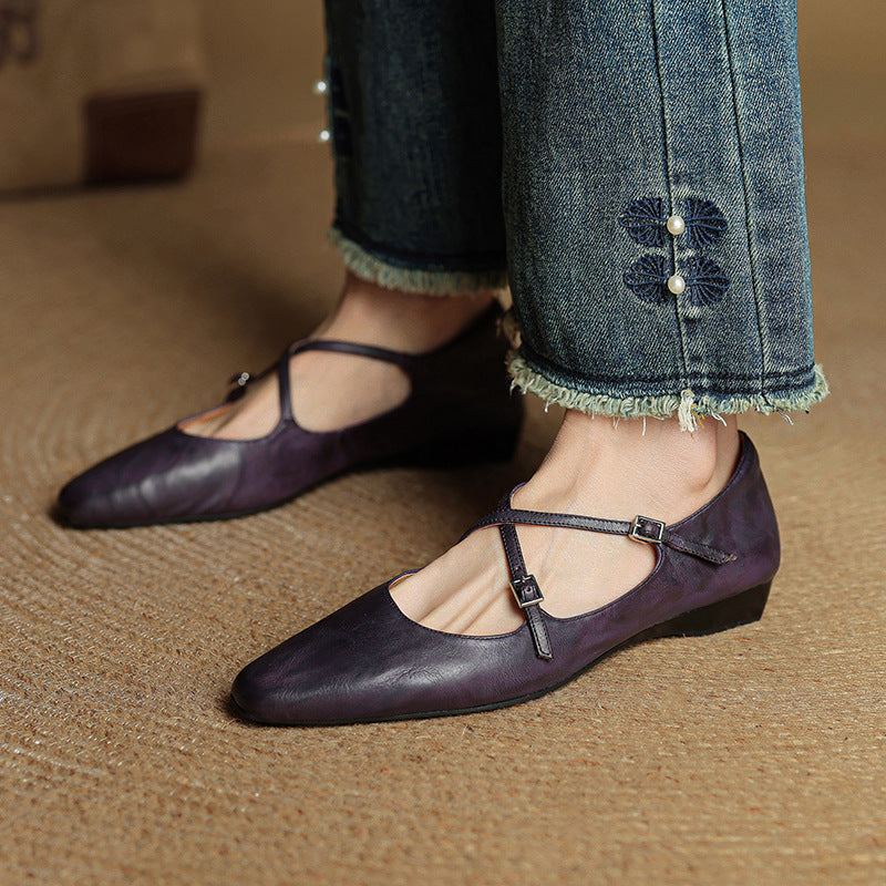 Amara | Ballerine in vera pelle con fasce incrociate
