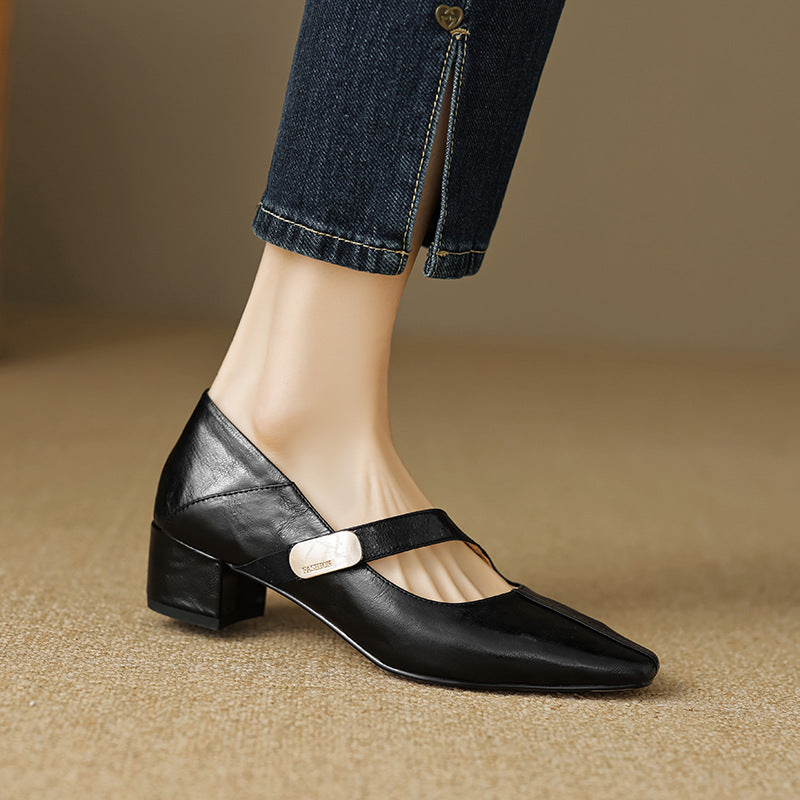 Quera | Mary Jane in vera pelle con morsetto
