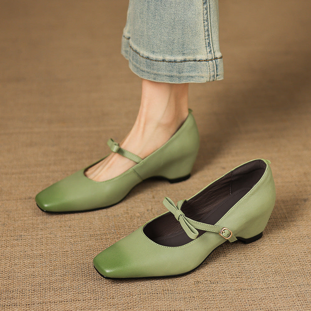 Dalia | Décolleté in vera pelle con fiocco