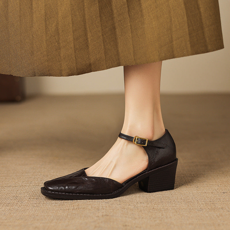 Anna | Mary Jane in vera pelle con plateau