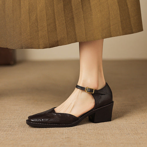 Anna | Mary Jane in vera pelle con plateau