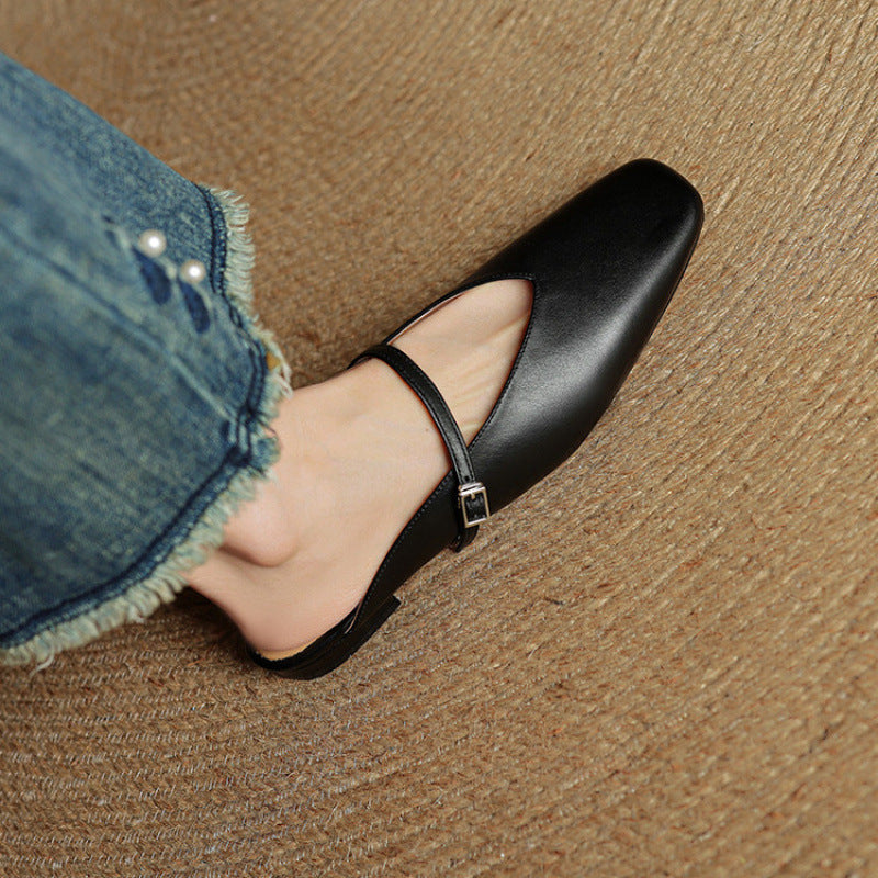 Neva | Mules in vera pelle a punta quadrata