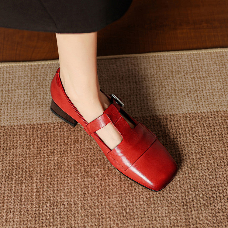 June | Scarpe in vera pelle con cinturino a T