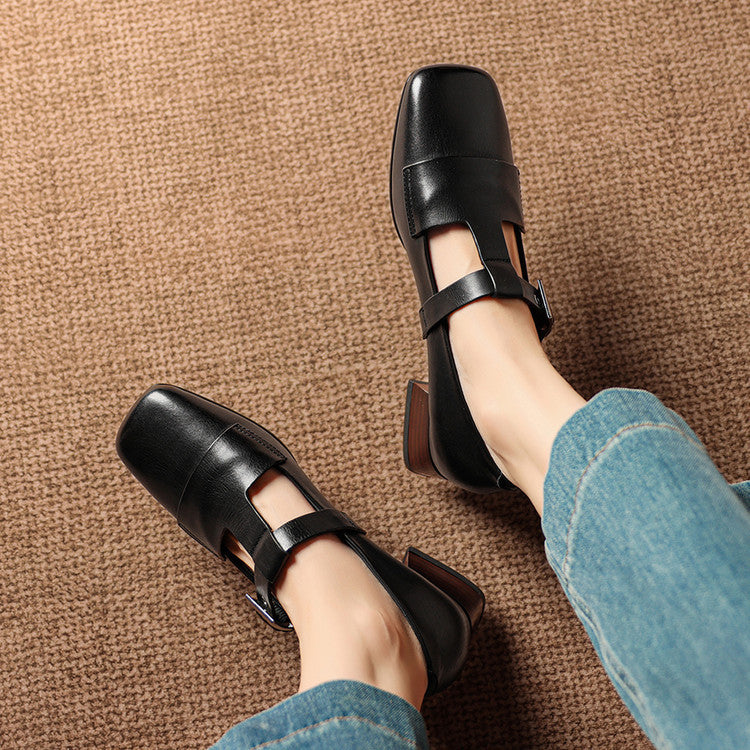 June | Scarpe in vera pelle con cinturino a T