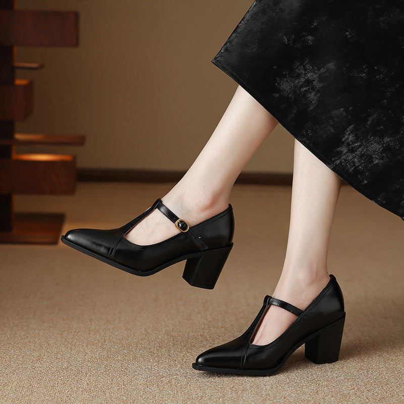 Raiza | Scarpe in vera pelle con cinturino a T