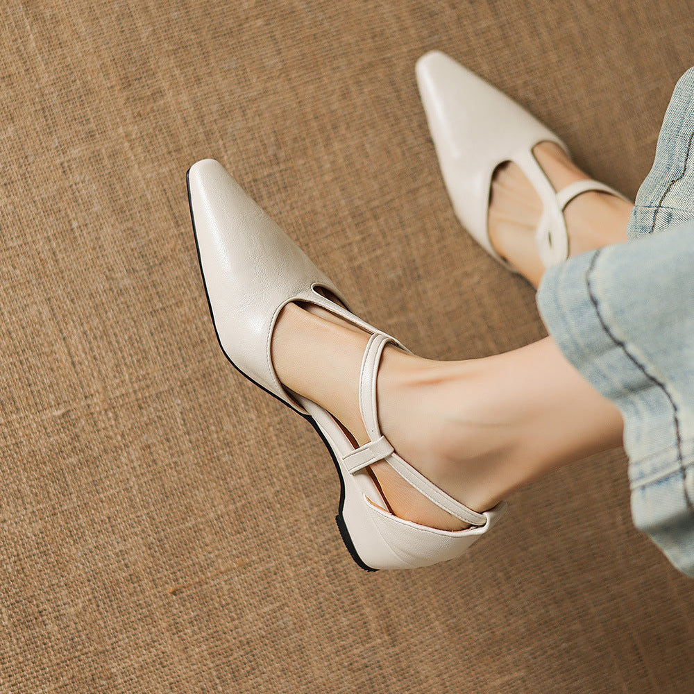 Mia | Scarpe in vera pelle con cinturino a T