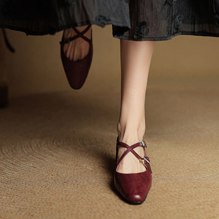 Amara | Ballerine in vera pelle con fasce incrociate