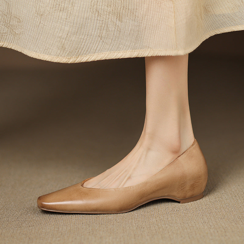Aldina | Ballerine in vera pelle con zeppa