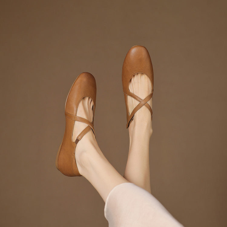 Zeor | Ballerine in vera pelle con fasce incrociate