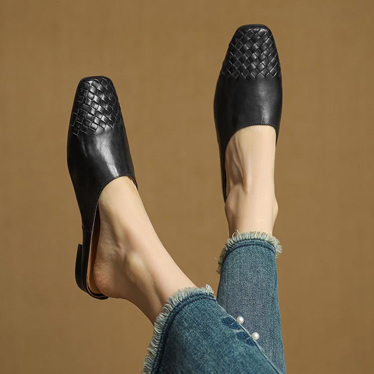 Rea | Mules in vera pelle intrecciata