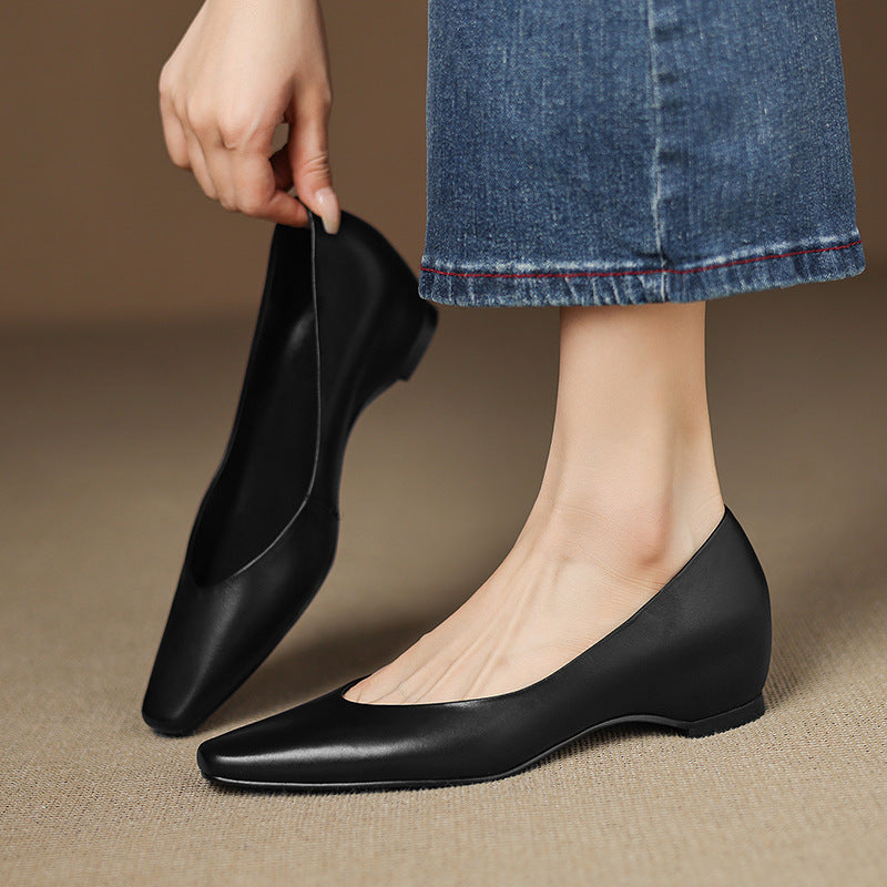 Aldina | Ballerine in vera pelle con zeppa