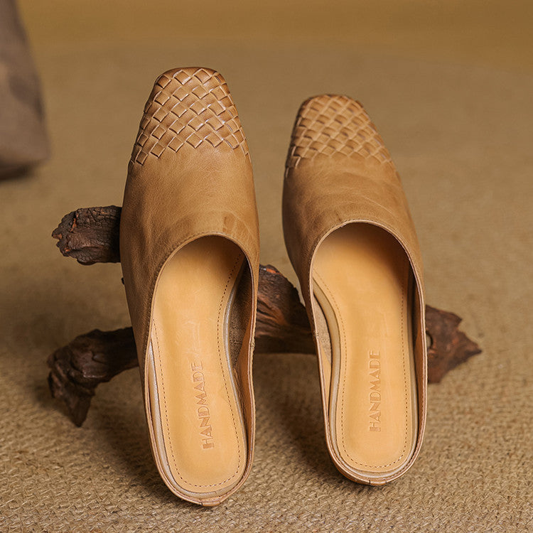 Rea | Mules in vera pelle intrecciata