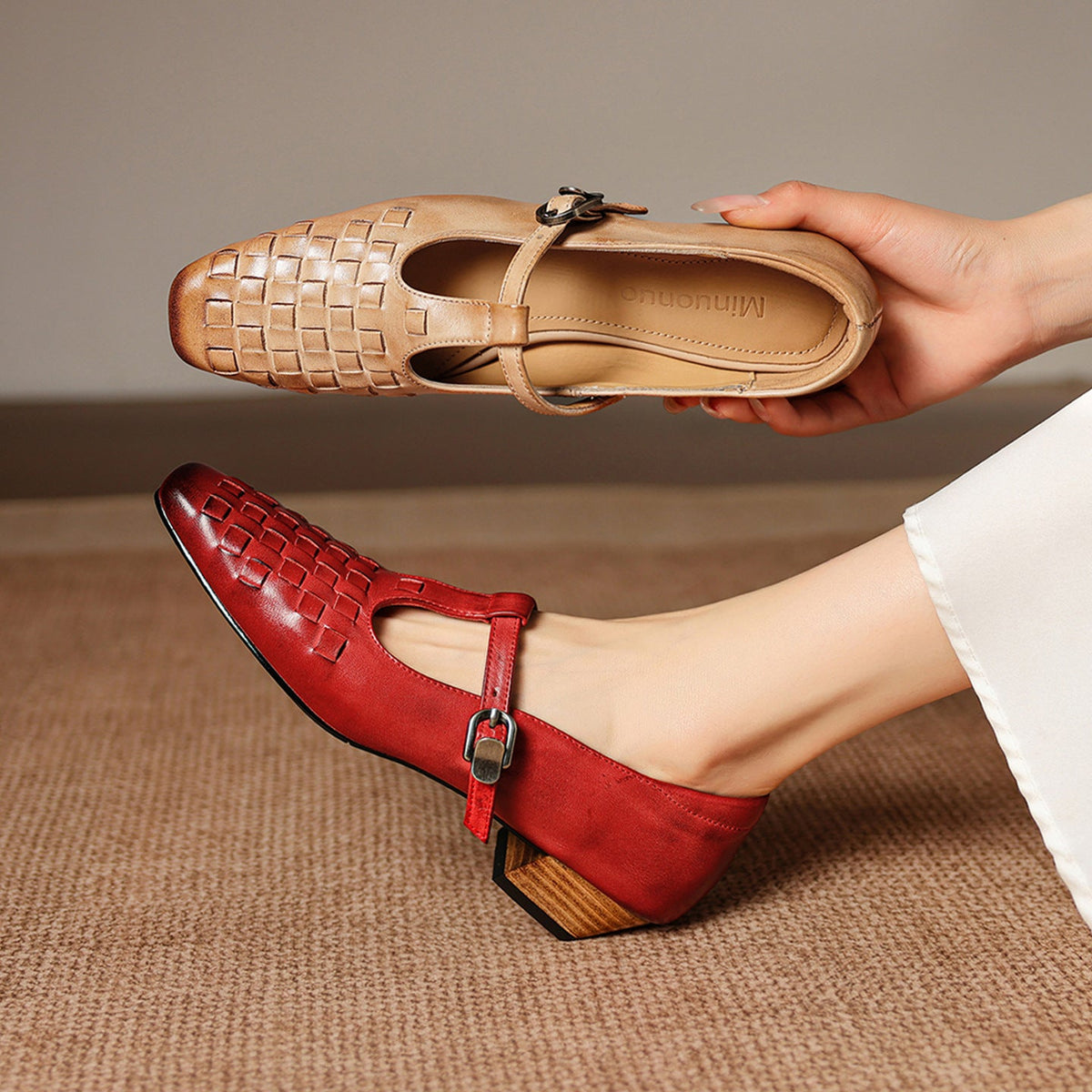 Murel | Mary Jane in vera pelle intrecciata