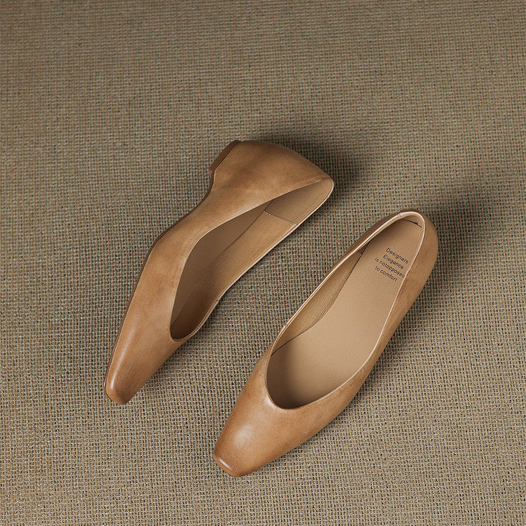 Aldina | Ballerine in vera pelle con zeppa