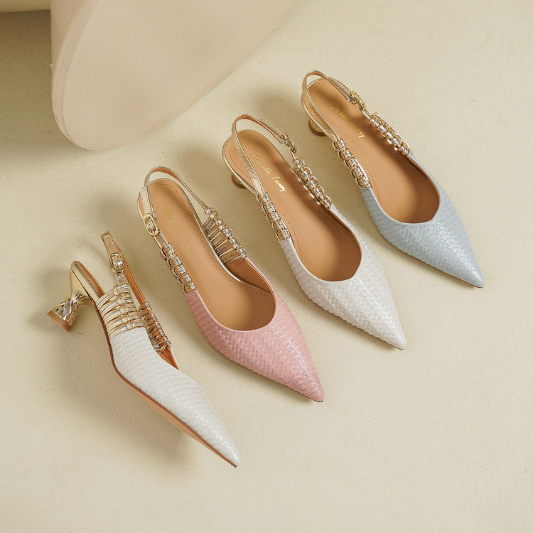 Bianca | Slingback in vera pelle intrecciata