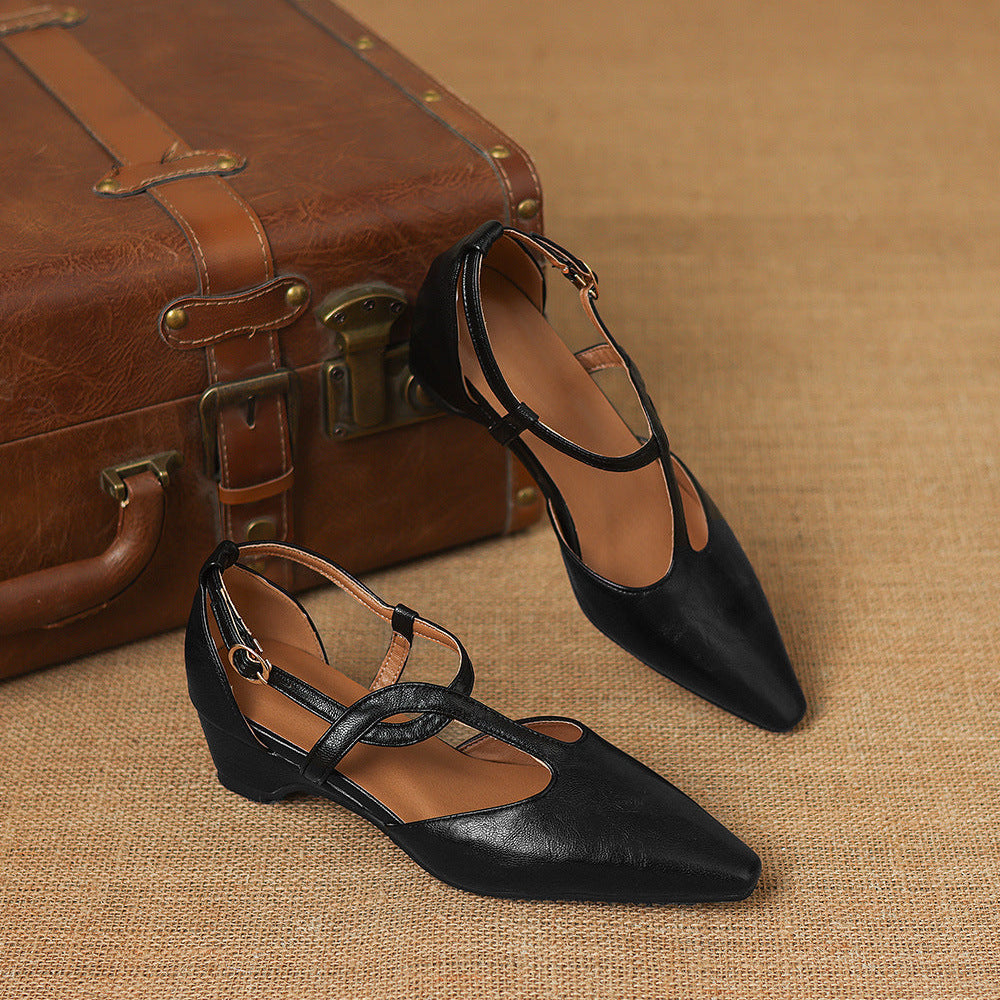 Mia | Scarpe in vera pelle con cinturino a T
