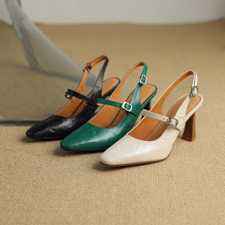 Ezzy | Slingback in vera pelle con doppio cinturino