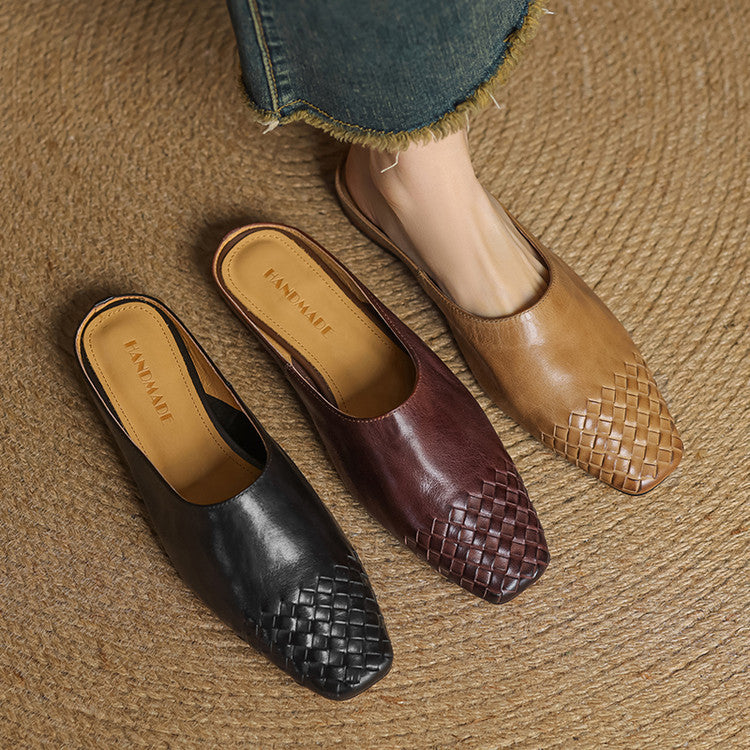 Rea | Mules in vera pelle intrecciata