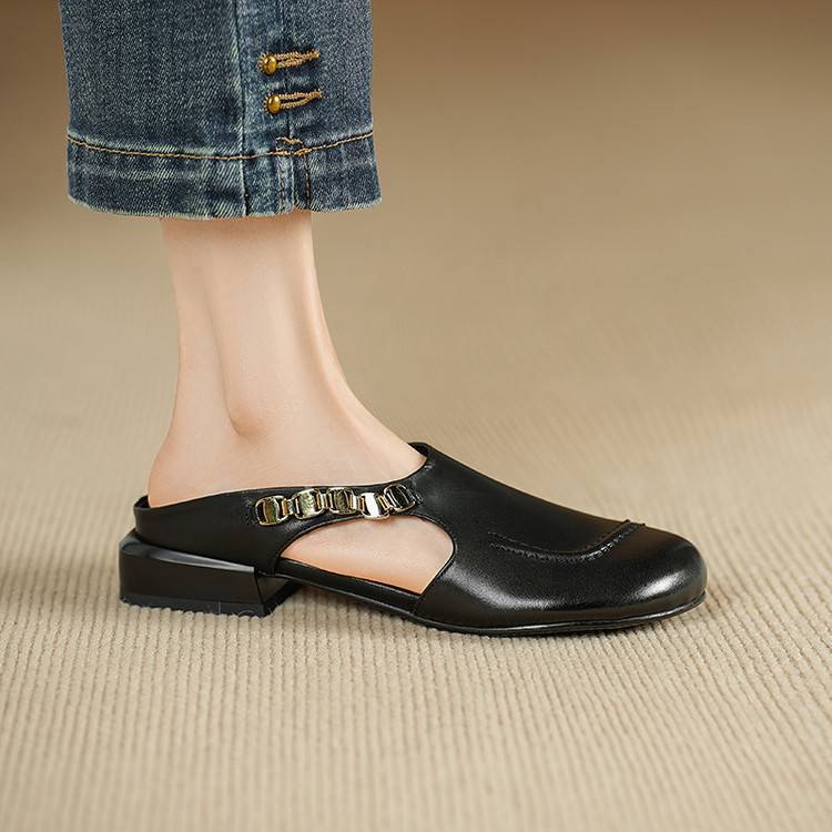 Galia | Mules in vera pelle con catena
