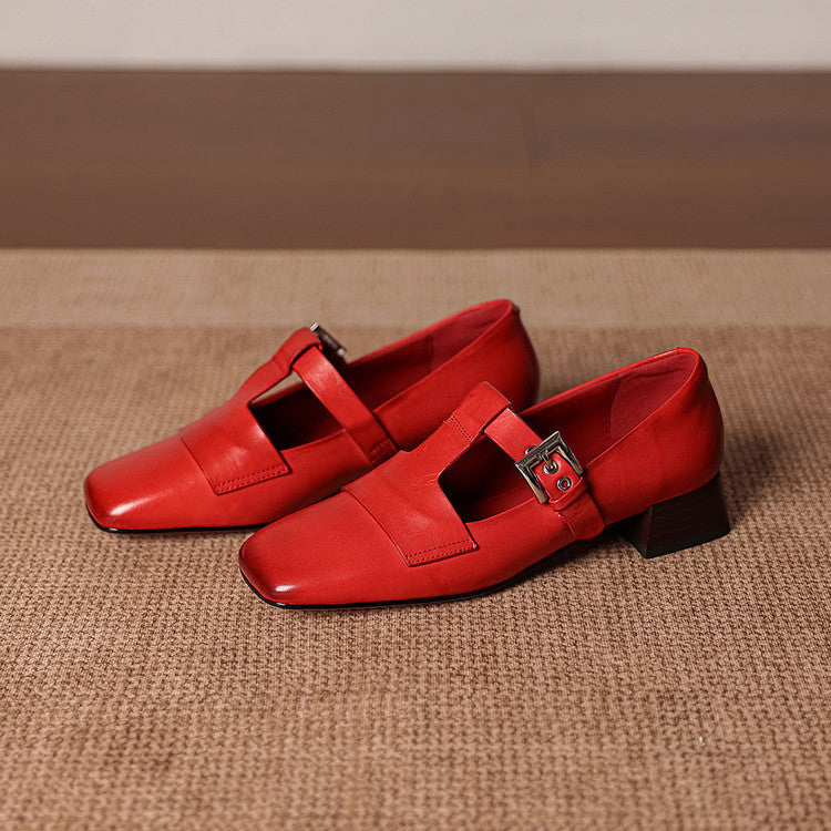 June | Scarpe in vera pelle con cinturino a T