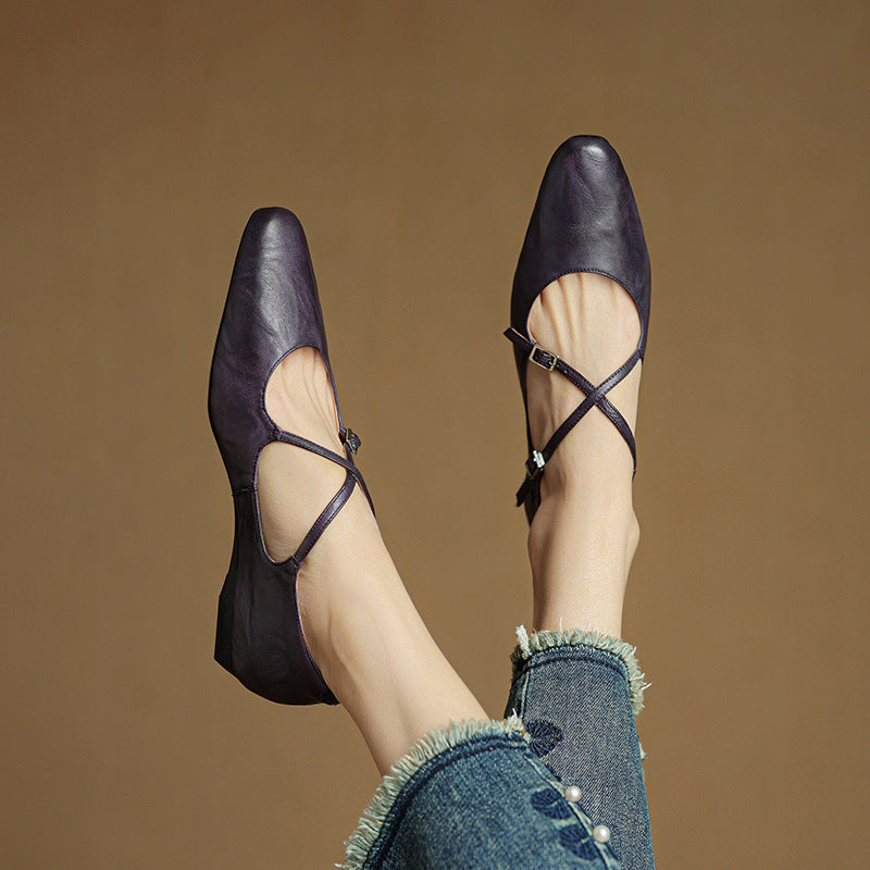 Amara | Ballerine in vera pelle con fasce incrociate
