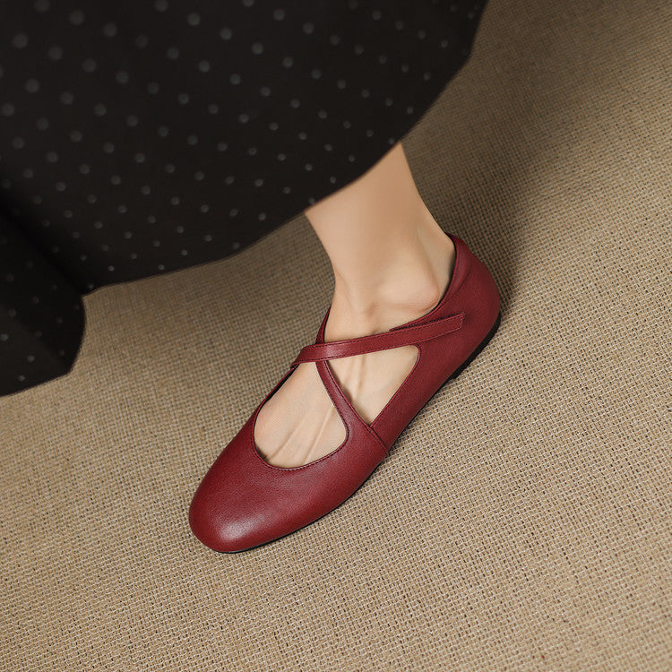 Zeor | Ballerine in vera pelle con fasce incrociate