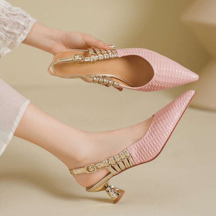 Bianca | Slingback in vera pelle intrecciata
