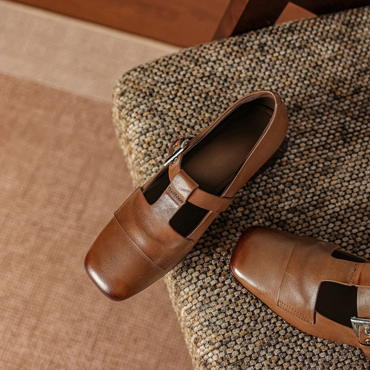 June | Scarpe in vera pelle con cinturino a T