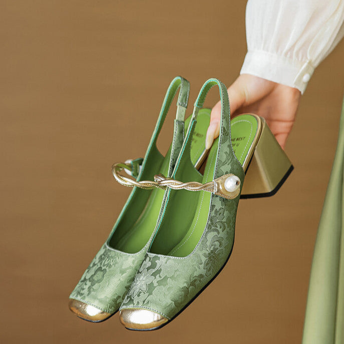Regina | Slingback effetto broccato