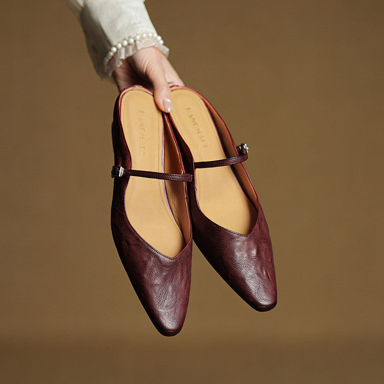 Thalia | Mules in vera pelle con cinturino