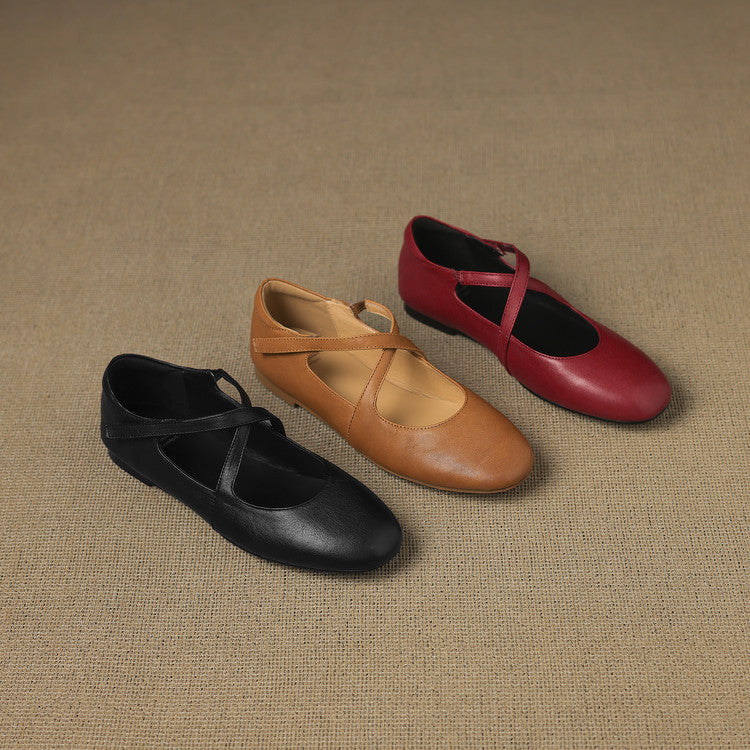 Zeor | Ballerine in vera pelle con fasce incrociate