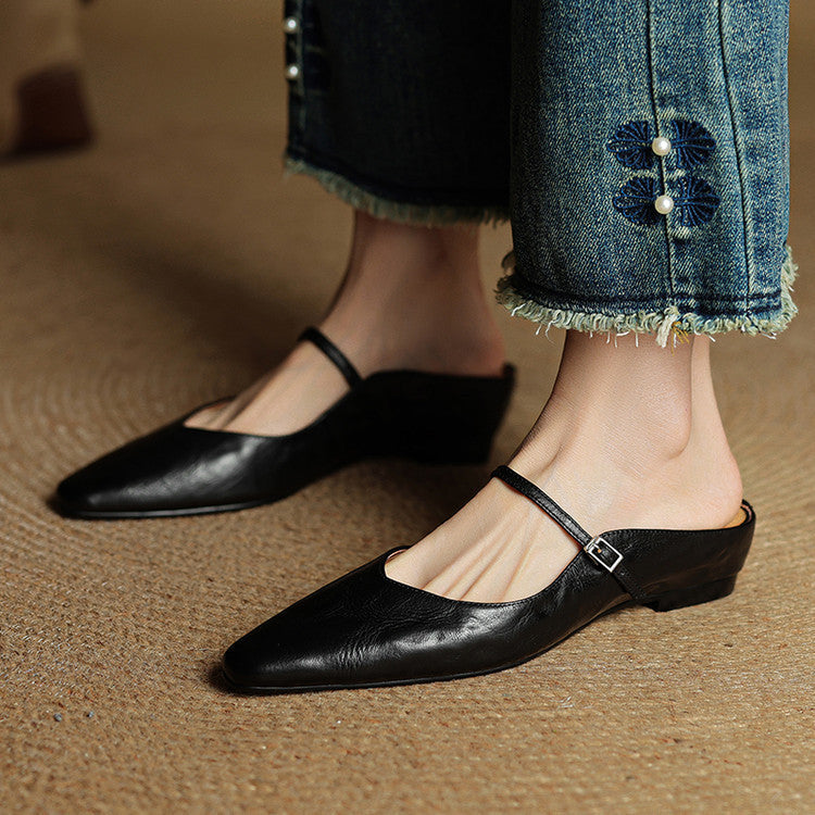 Thalia | Mules in vera pelle con cinturino