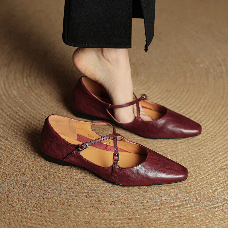 Amara | Ballerine in vera pelle con fasce incrociate