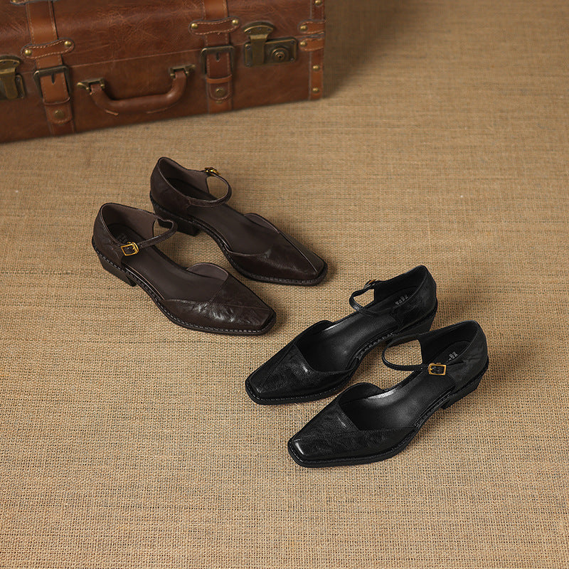 Anna | Mary Jane in vera pelle con plateau